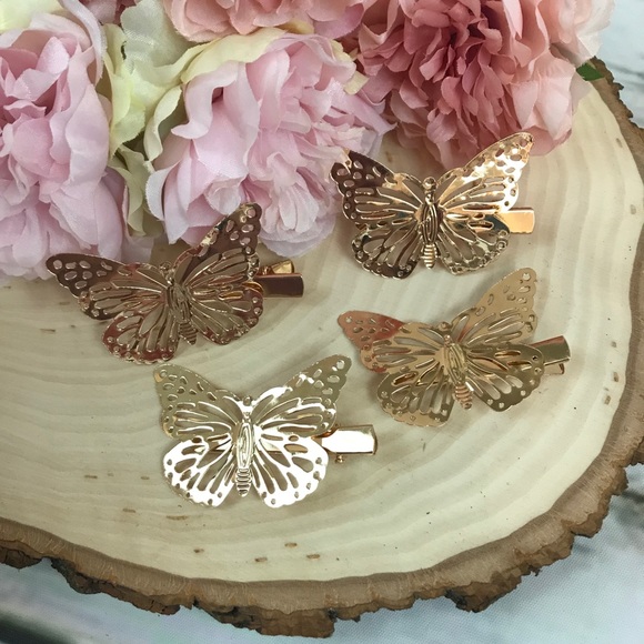 Boho Beautiful Gold Butterfly Hair Clips - Picture 11 of 12